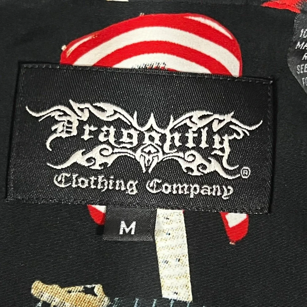 Mens VTG Dragonfly Clothing Co. Hard Rock St Thomas AOP Guitar Camp Shirt Size M - Picture 3 of 13